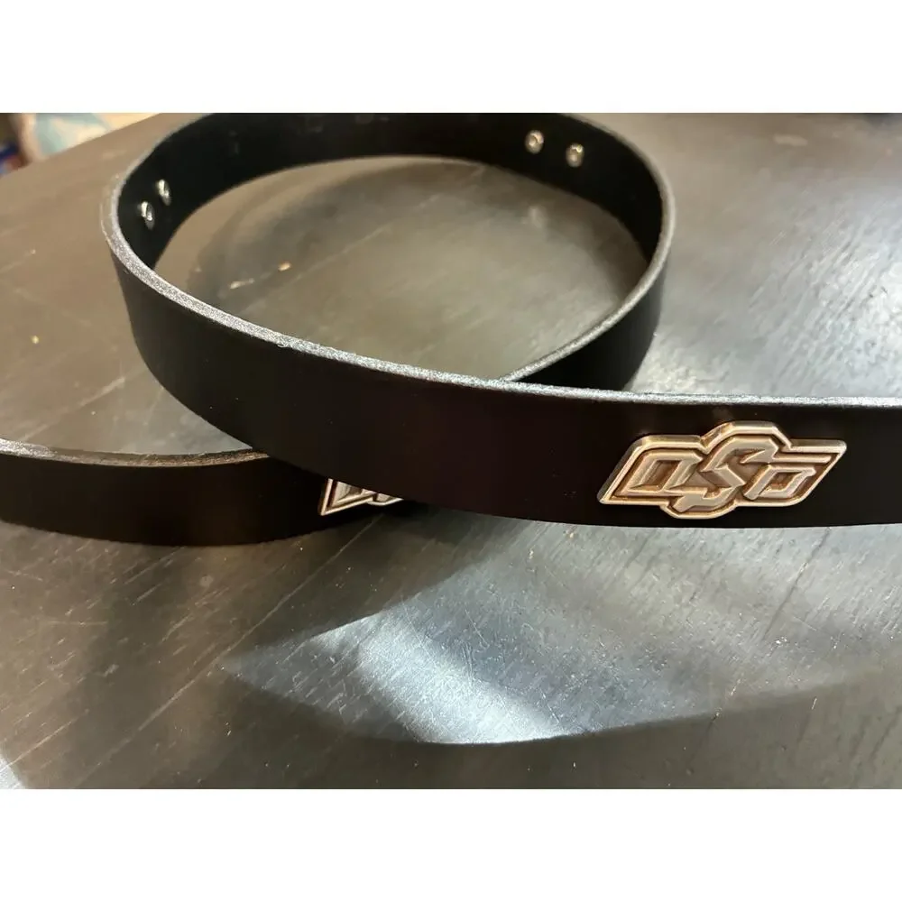 Black Genuine Leather Belt 4 OSU Oklahoma State University Conchos 28,30,32,38